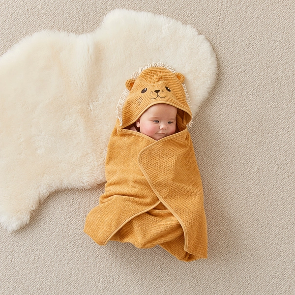 Adairs Baby - Baby Bath Time Lion Hooded Towel | Adairs