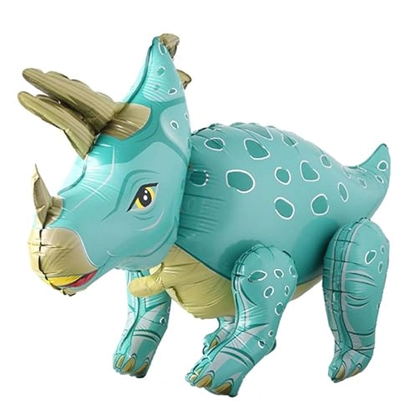 Self standing Dinosaur Tyrannosaurus Animal Balloons for Birthday Party Baby Shower Decoration Kit Inflatable Party Supplies Decorations Gift Kids and Adults (3D Triceratops Blue) - 3d Triceratops Blue