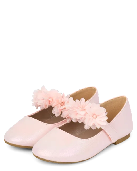 Girls Floral Ballet Flats - Blushing Blooms - Pink