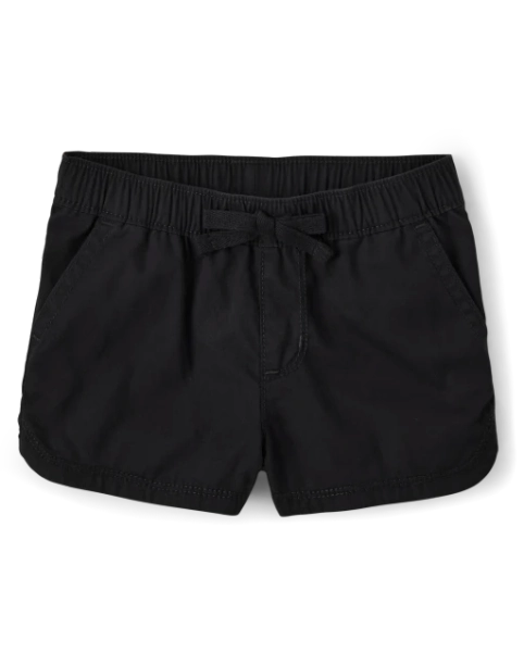 Baby And Toddler Girls Twill Pull On Shorts - Black