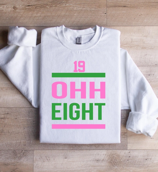 19 OHH Eight Sweatshirt | AKA Alpha Kappa Alpha | Pink and Green | HBCU Apparel | 1908 Founders Day | Ivy Leaves Crewneck | Ohh so Pretty