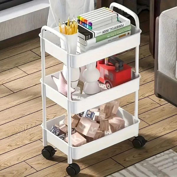 Multi-purpose Mobile Storage Cart with Wheels - 1pc Multi-layer Function Frame - Durable Plastic, Suitable for Kitchen, Bedroom and Living Room