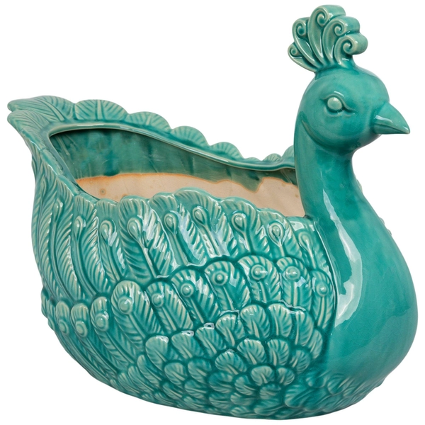 Turquoise Peacock Planter