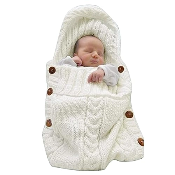 XMWEALTHY Newborn Baby Wrap Swaddle Blanket Knit Sleeping Bag Receiving Blankets Stroller Wrap for Baby (Beige) (0-6 Month) - Beige