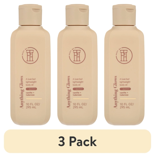 (3 pack) BODY by TPH Anything Glows Body Oil for Dry Skin for Women & Men, 10 oz.