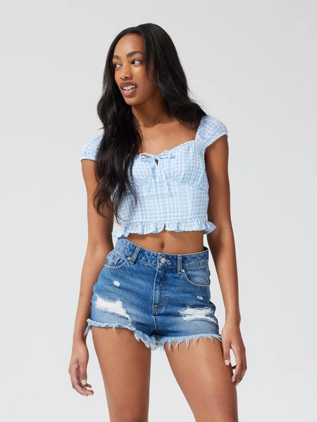 Riley High Rise Ripped Short  Vintage Blue - Jay Jays Online