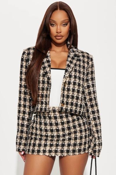 Old Money Rules Tweed Blazer - Black/combo | Fashion Nova