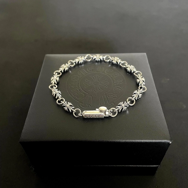 CH gothic style Y2K Chrome silver punk bracelet grunge