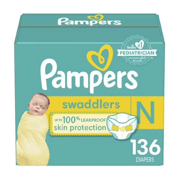 Pampers Swaddlers Diapers, Super Econo Pack, Size Newborn-7, 144-72 Count