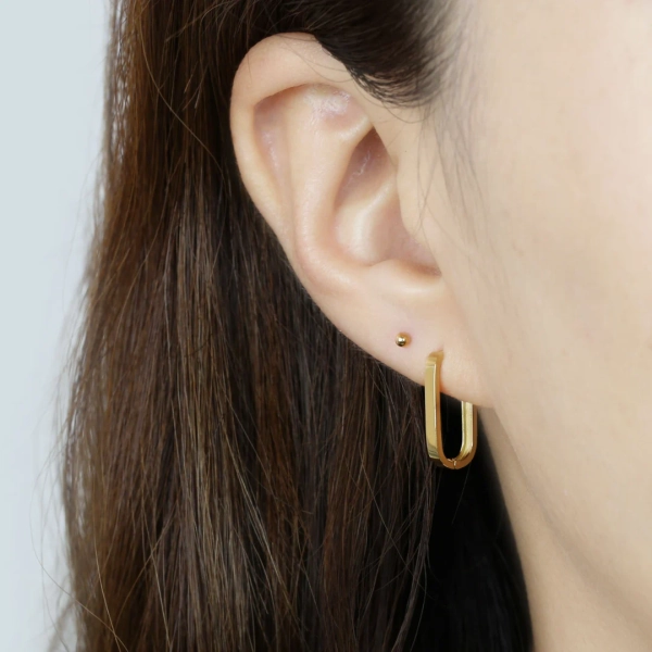 14k Solid Gold Oval Hoop Earring, Simple Hoop Earring, Minimalist Earring,huggie Hoop Earring,gold Medium Hinged Hoop Earring,birthday Gifts - Etsy