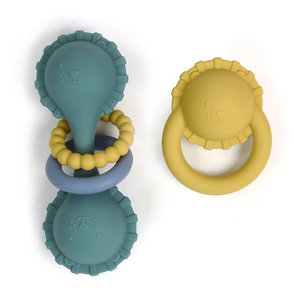 Little Rawr Rattle Gift Set Lion Teal | Rattles | Baby Bunting AU