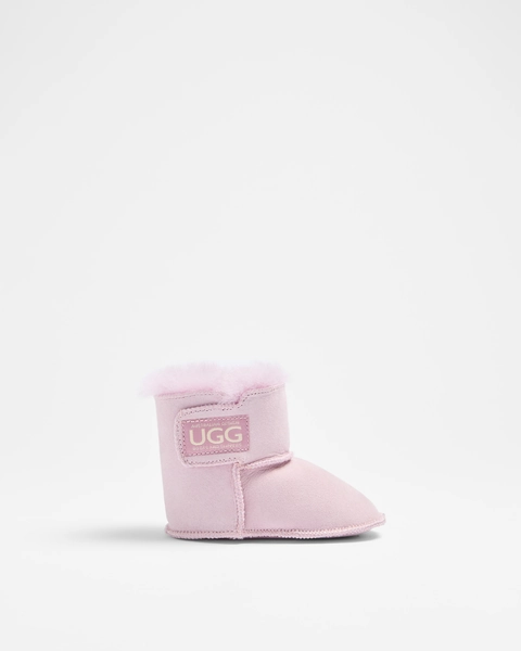 Baby Sheepskin and Leather Slipper Boot - Pink