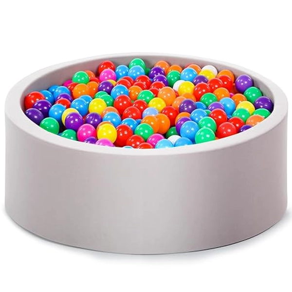 Wilwolfer Foam Ball Pit for Toddlers, Large Baby Ball Pit for Babies with Soft Memory Sponge, Indoor Outdoor Baby Playpen, Kids Play Ball Pool, Gift Toys for Infants Boys and Girls (Gray, NO Balls) - 01 Gray Ball Pit