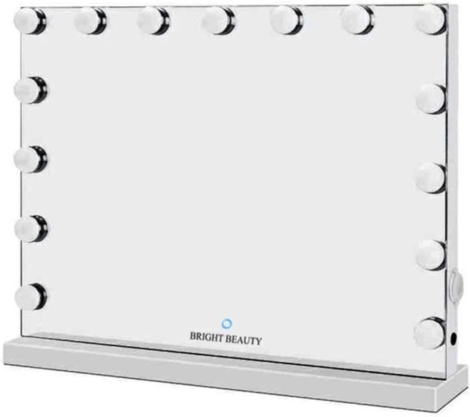 Bright Beauty Vanity hollywood make up spiegel met verlichting - 58 cm x 46 cm - zonder rand - drie lichtstanden - zwart