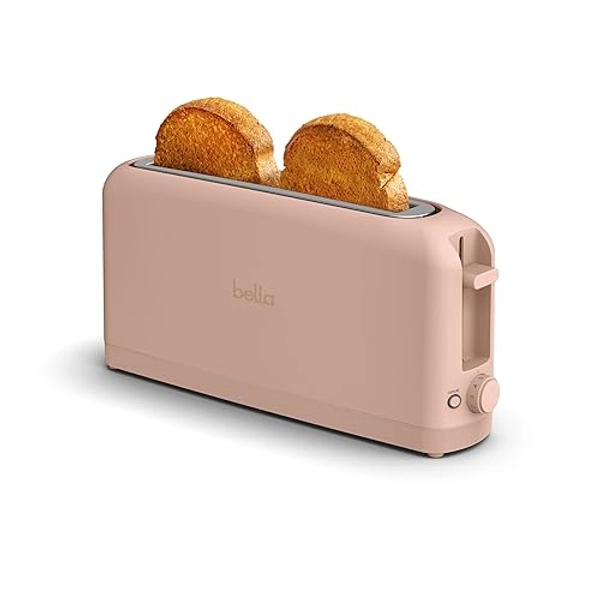 bella 2 Slice Slim Toaster, Fits-anywhere™ Kitchenware, 6 Setting Shade Control with Reheat & Cancel Buttons, Removable Crumb Tray, 10” Long Slot, Anti Jam & Auto Shutoff, 900 Watt, Blossom - Blossom