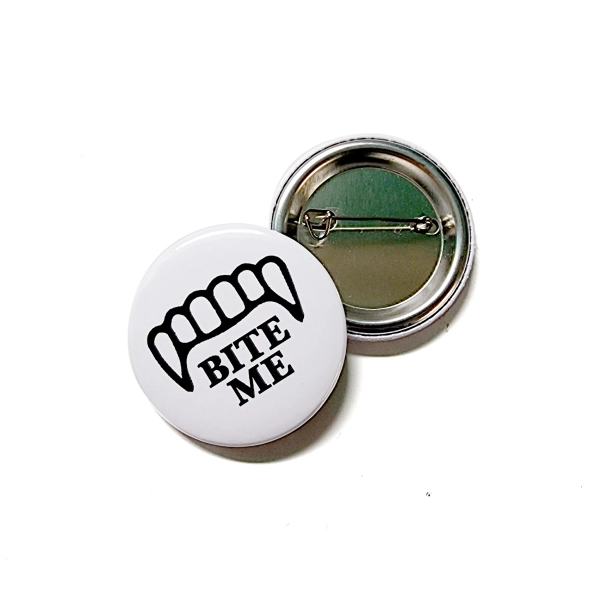 Bite Me Button 1.5" - Horror - Dark Humor - Vampire Fangs - Funny Accessory