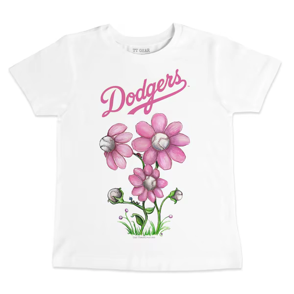 Los Angeles Dodgers Tiny Turnip Youth Blooming Baseballs T-Shirt - White
