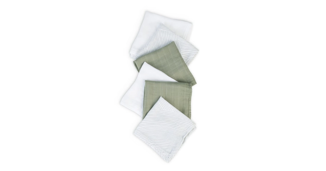 Little Bamboo Muslin Washer Bayleaf 6 Pack | Baby Bunting AU