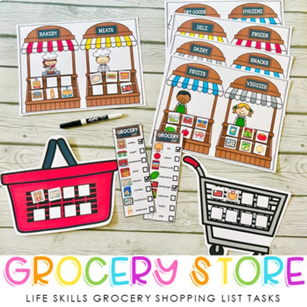 Grocery Store Shopping List Activities for Life Skills and Special Education