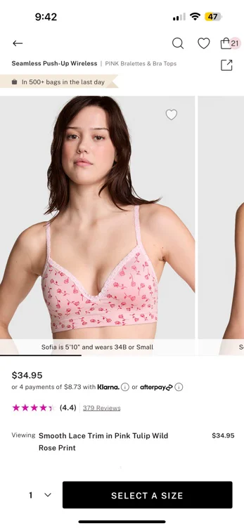 Buy Seamless Push-Up Wireless, Pink Tulip Wild Rose Print - Order Bralettes online - PINK US