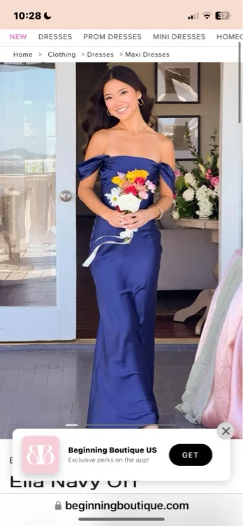 Ella Navy Off Shoulder Formal Maxi Dress | US 2