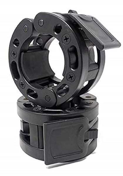 Clout Fitness Olympic Barbell Clamps Collars Quick Release Pair of Locking Weight Clips Fit 2 Inch Barbell for Weightlifting - Classic Quick Release - Black