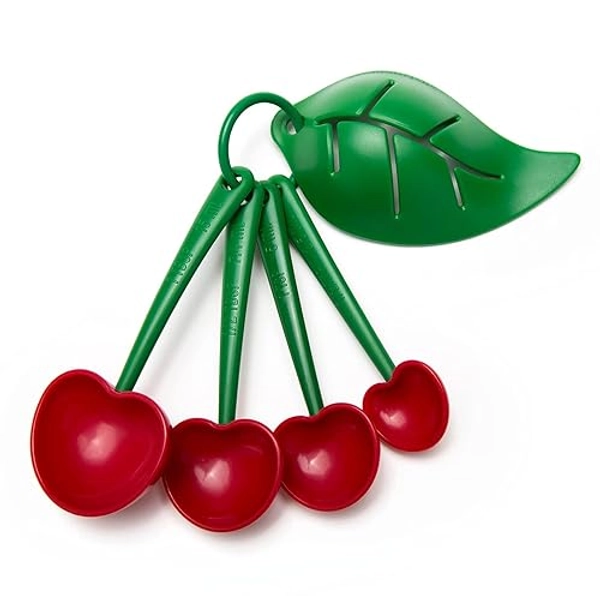 OTOTO Measuring Spoons Set - Teaspoons for Dry & Liquid Ingredients, BPA-free & Dishwasher Safe, Funny Gifts, Baking Accessories, Unique Kitchen Gadgets (Mon Cherry)