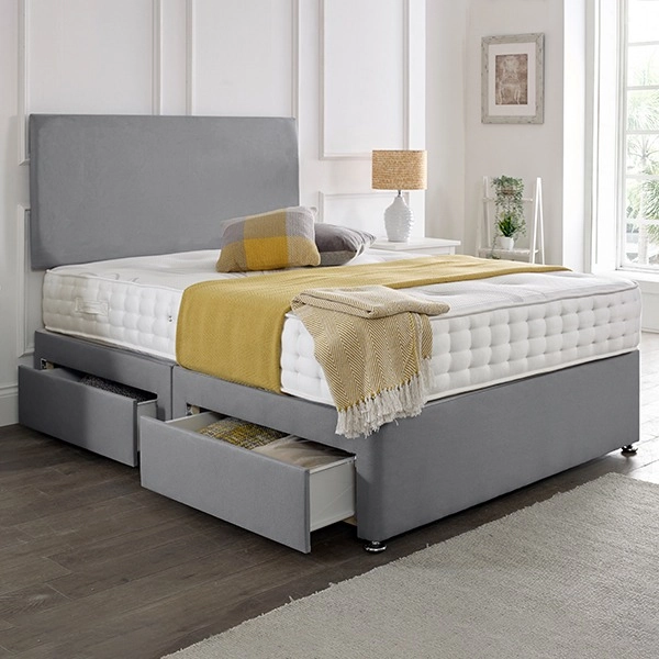 Classic Plain Divan Headboard Divan Set - Choice of Mattress & Optional Storage