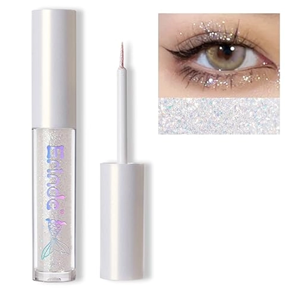 Erinde Liquid Glitter Eyeshadow Eyeliner, Korean Makeup Tear Drop, Shimmer Metallic, Lightweight Waterproof Long Wearing, Loose Glitter Glue for Crystals Eye Glitter Christmas Makeup, Colorful Sequins - 04# Colorful Sequins