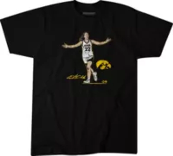 BreakingT Youth Iowa Hawkeyes Black Caitlin Clark Star T-Shirt