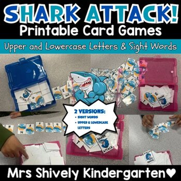 Shark Attack: Printable Card Games - Sight Words and Upper and Lowercase Letters