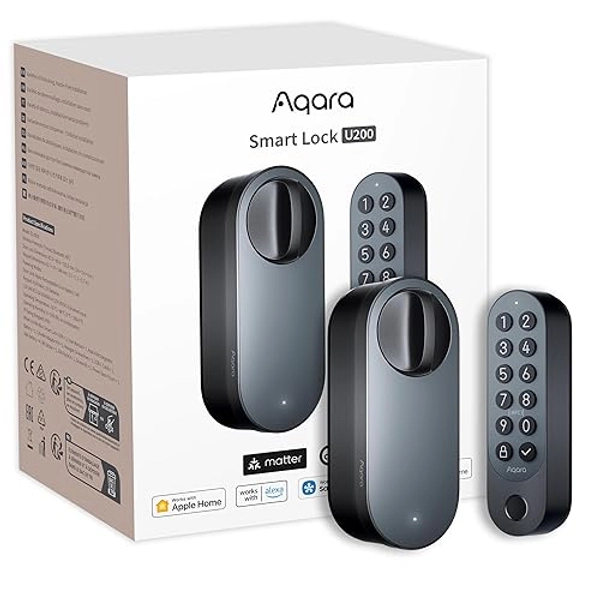 Aqara Smart Lock U200 (mit Fingerabdruck), Matter Over Thread, Smartes Türschloss mit Apple Home Key und Aufladbarem Akku, Unterstützt Apple Home, Google Home, Alexa und SmartThings, Schwarz - Smart Lock U200 Black