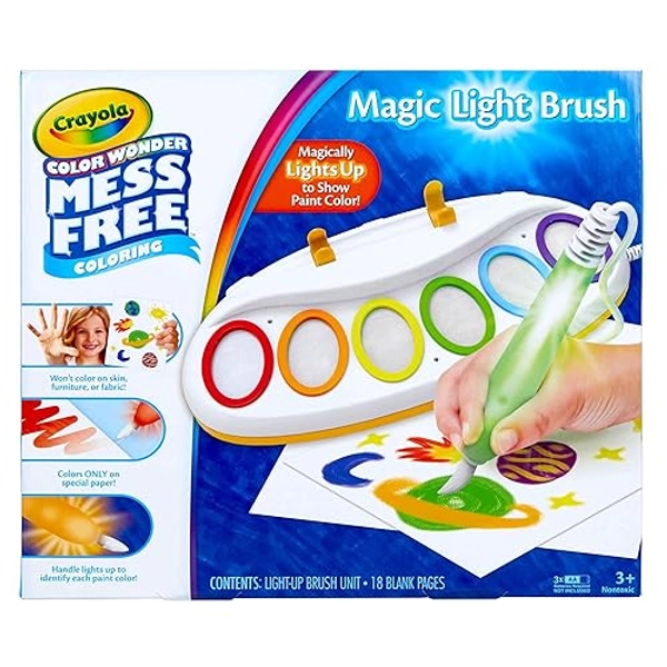 Crayola Color Wonder Magic Light Brush, Mess Free Painting Station for Kids, Holiday Gift for Kids, Toddler Toys & Activities, Ages 3, 4, 5 - Magic Light Brush