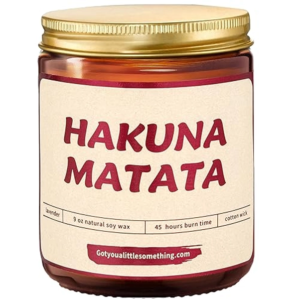Got You A Little Something Hakuna Matata Lavender Vanilla Disney Candle | Disney Gifts for Women Adults, Disney Mom Birthday Gift | Lion King Themed Christmas Presents for Her ; Hakuna Matata Candle - Hakuna Matata
