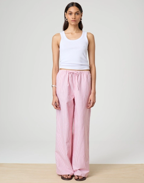 Tie Waist Stripe Cotton Pant