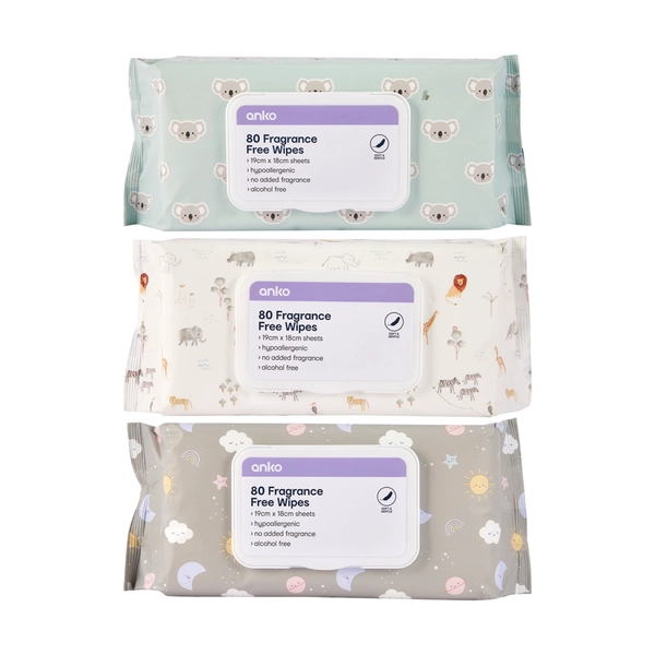 80 Pack Fragrance Free Wipes - Assorted - Kmart 