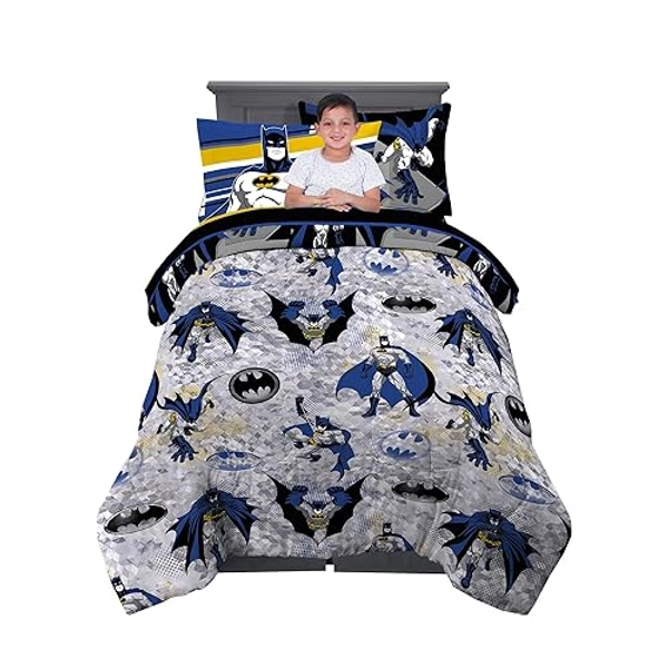 Franco Kids Bedding Super Soft Comforter and Sheet Set with Sham, 5 Piece Twin Size, Batman - Batman - 5 Piece Twin Size