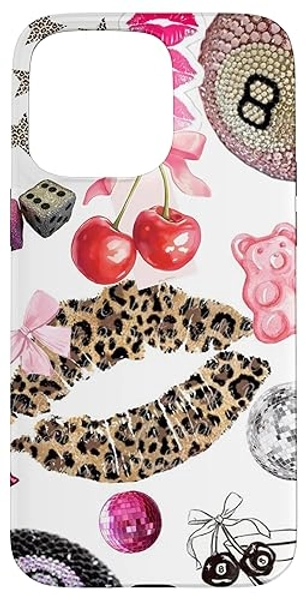 iPhone 15 Pro Max Ball 8 & Cheetah Kiss Lipstick Lucky Disco Case - iPhone 15 Pro Max