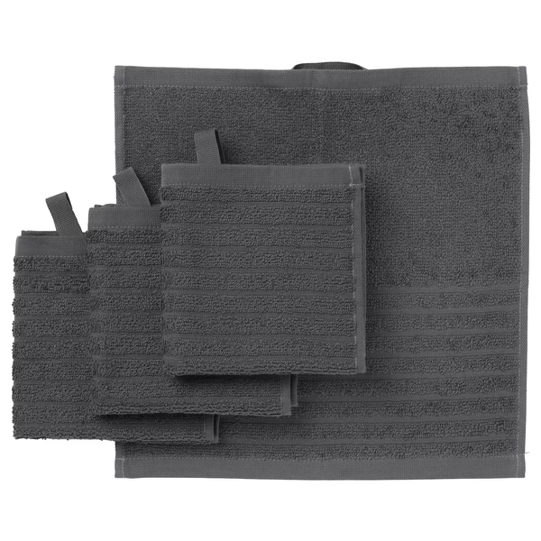 VÅGSJÖN washcloth, dark gray, 12x12" - IKEA