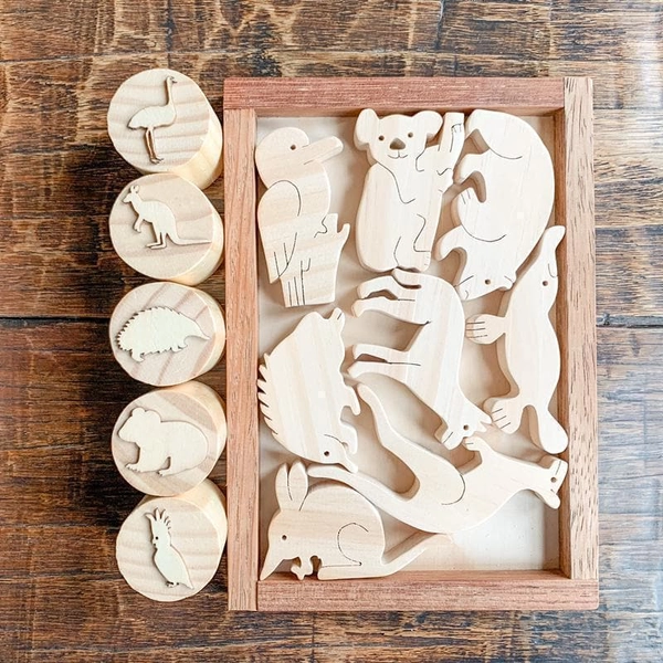 Australian Animal Wooden Playdough Stamps | FULL SET