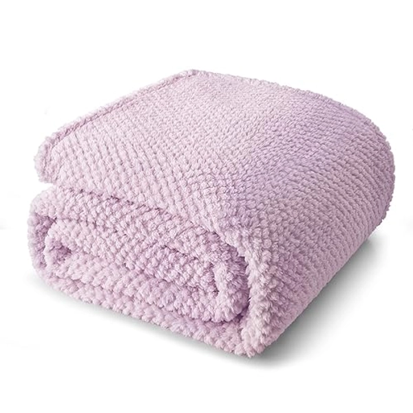 Whale Flotilla King Size Fuzzy Fleece Blanket for Bed, 90x104 Inch Fluffy Warm Soft Jacquard Blankets for All Season, Lightweight and Cozy, Lilac - Lilac - King(90x104 In)