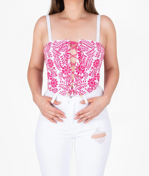 La Barbie Embroidered Corset Top