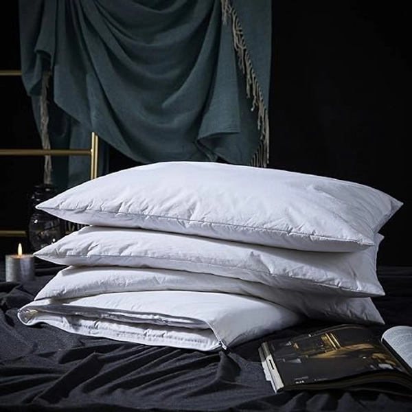 Three Geese Adjustable Layer Goose Feather Pillow,Assembled Bed Pillow,100% Soft Cotton Cover,Good for Side and Back Stomach Sleeper, Standard/Queen Size,Packaging Include 1 Pillow. - Queen/Standard (Pack of 1) - White -Adjustable Pillow 1.0