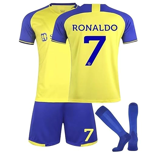 RioRand Soccer Jersey Set #7 Youth Kids Football Sports Fans Shorts Kit for Boys and Girls - 22 - Yellow