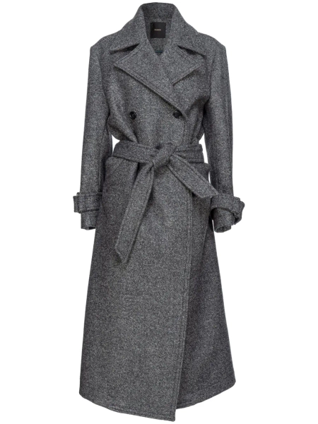 tie-fastening double-breasted coat