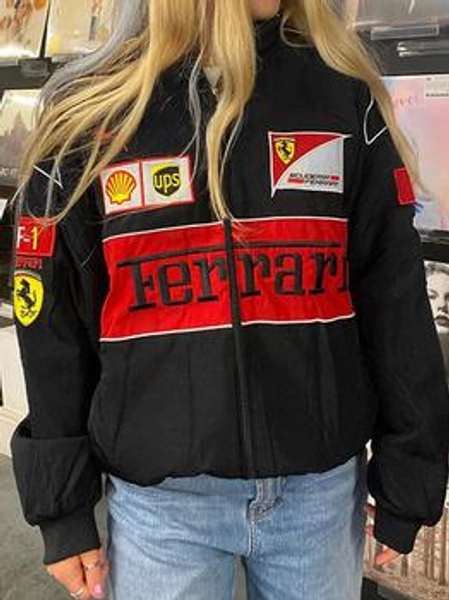 Color Block Splice Letter Embroidery Jacket