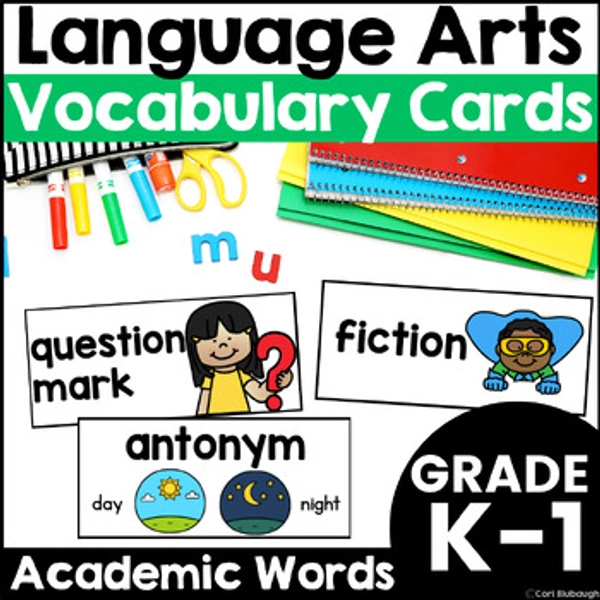 Kindergarten Language Arts Vocabulary Wall Cards Academic Vocabulary Posters