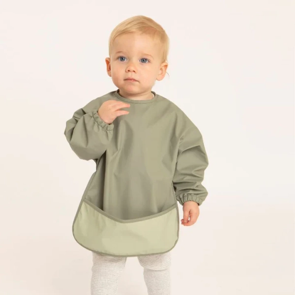 All4Ella Two-Tone Long Sleeve Waterproof Bib - Sage | Default Title