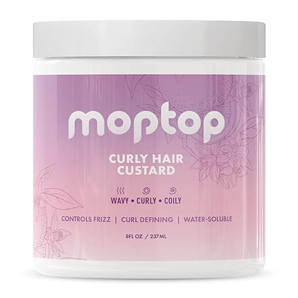 MopTop Curly Hair Custard Gel for Waves, Coils & Kinks - Anti-Frizz Curl Moisturizer, Definer & Lightweight Activator with Aloe, Great for Dry Hair, 8oz - 8 Fl Oz (Pack of 1)