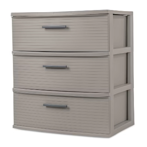 3 Drawer Wide Tower Light Gray - Brightroom™